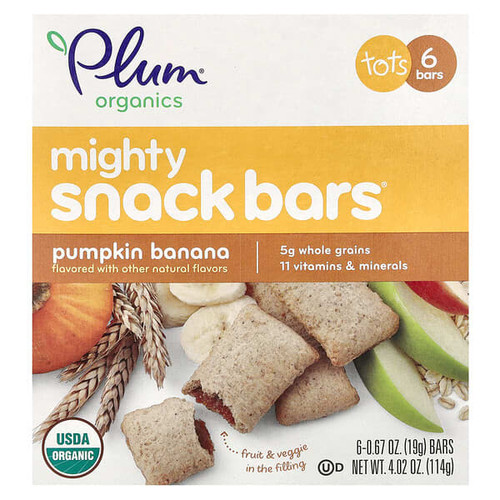 <img alt="Plum Organics, Mighty Snack Bars, Tots, Pumpkin Banana, 6 Bars, 0.67 oz (19 g) Each" title="Plum Organics, Mighty Snack Bars, Tots, Pumpkin Banana, 6 Bars, 0.67 oz (19 g) Each,846675005564"