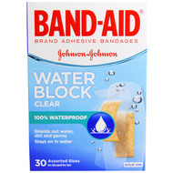 3 PACK of Band Aid, Adhesive Bandages, Water Block, Clear, 30 Assorted Sizes