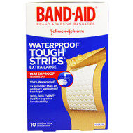Band Aid, Brand Adhesive Bandages, Waterproof Tough Strips, Extra Large, 10 Bandages (5 PACK)