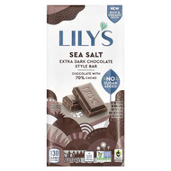 <img alt="Lilys Sweets, Extra Dark Chocolate Style Bar, Sea Salt, 70% Cacao, 2.8 oz (79 g)" title="Lilys Sweets, Extra Dark Chocolate Style Bar, Sea Salt, 70% Cacao, 2.8 oz (79 g),856481003593"