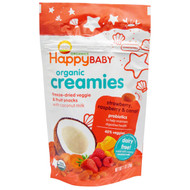 3 PACK of Happy Family Organics, Organic Creamies, Freeze-Dried Veggie, Fruit & Coconut Milk Snacks, Strawberry, Raspberry & Carrot, 1 oz (28 g)