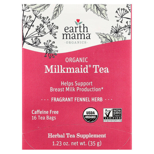 <img alt="Earth Mama, Organics, Organic Milkmaid Tea, Fragrant Fennel Herb, Caffeine Free, 16 Tea Bags, 1.23 oz (35 g)" title="Earth Mama, Organics, Organic Milkmaid Tea, Fragrant Fennel Herb, Caffeine Free, 16 Tea Bags, 1.23 oz (35 g),859220010173"