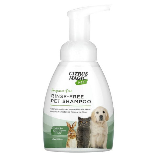 <img alt="Citrus Magic, Pet, Rinse-Free Pet Shampoo, Fragrance-Free, 8 fl oz (236 ml)" title="Citrus Magic, Pet, Rinse-Free Pet Shampoo, Fragrance-Free, 8 fl oz (236 ml),087052723309"