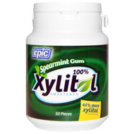 3 PACK of Epic Dental, Xylitol Gum, Sugar Free, Spearmint, 50 Pieces