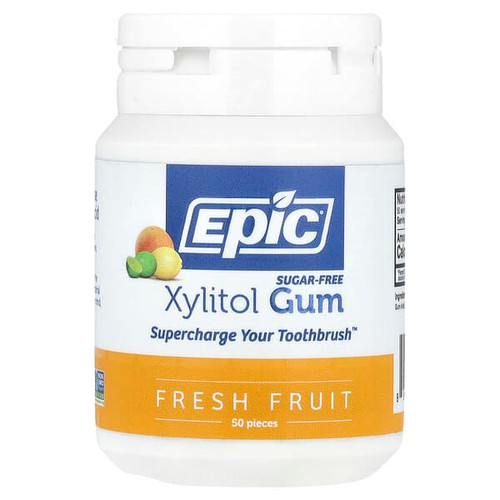 <img alt="Epic Dental, Xylitol Gum, Sugar-Free, Fresh Fruit, 50 Pieces" title="Epic Dental, Xylitol Gum, Sugar-Free, Fresh Fruit, 50 Pieces,898414001511"