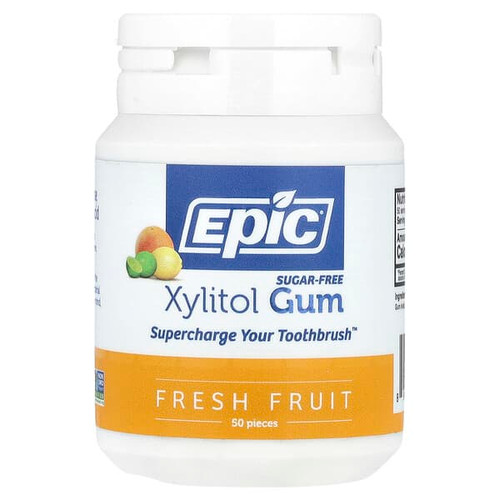 <img alt="Epic Dental, Xylitol Gum, Sugar-Free, Fresh Fruit, 50 Pieces" title="Epic Dental, Xylitol Gum, Sugar-Free, Fresh Fruit, 50 Pieces,898414001511"