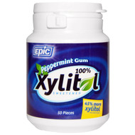 3 PACK of Epic Dental, 100% Xylitol Sweetened, Peppermint Gum, 50 Pieces