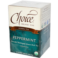 3 PACK OF Choice Organic Teas, Herbal Tea, Organic Peppermint, Caffeine-Free, 16 Tea Bags, .60 oz (17 g)