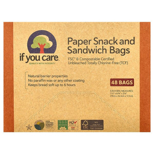 <img alt="If You Care, Paper Snack and Sandwich Bags, 48 Bags" title="If You Care, Paper Snack and Sandwich Bags, 48 Bags,770009250262"