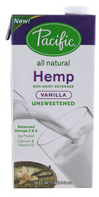 3 PACK of Pacific Foods Hemp Non-Dairy Beverage Unsweetened Vanilla -- 32 fl oz