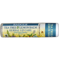3 PACK of Badger Organic Cocoa Butter Lip Balm Tea Tree & Lemon Balm -- 0.25 oz