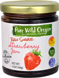 3 PACK of Pure Wild Oregon Raw Sugar Jam Gluten Free Strawberry -- 12 oz
