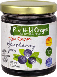 3 PACK of Pure Wild Oregon Raw Sugar Jam Gluten Free Blueberry -- 12 oz