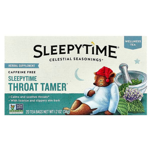 <img alt="Celestial Seasonings, Wellness Tea, Sleepytime Throat Tamer, Caffeine Free, 20 Tea Bags, 1.2 oz (34 g)" title="Celestial Seasonings, Wellness Tea, Sleepytime Throat Tamer, Caffeine Free, 20 Tea Bags, 1.2 oz (34 g),070734513701"