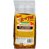 Bobs Red Mill, Organic Natural Raw Whole Flaxseeds, 24 oz (680 g) (5 PACK)