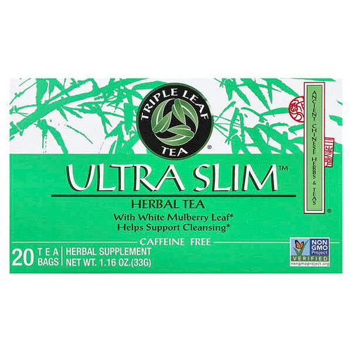 <img alt="Triple Leaf Tea, Ultra Slim, Herbal Tea, With White Mulberry Leaf, Caffeine-Free, 20 Tea Bags, 1.16 oz (33 g)" title="Triple Leaf Tea, Ultra Slim, Herbal Tea, With White Mulberry Leaf, Caffeine-Free, 20 Tea Bags, 1.16 oz (33 g),023991000125"