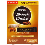 3 PACK of Nescafe, Tasters Choice, Instant Coffee Beverage, Hazelnut, 16 Packets, 0.1 oz (3 g) Each