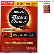 Nescafe, Tasters Choice, Instant Coffee, House Blend, 18 Single Serve Packets, 0.1 oz (3 g) Each