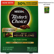 3 PACK of Nescafe, Tasters Choice, Instant Coffee, Decaf House Blend, 16 Single Serve Packets, 0.1 oz (3 g) Each