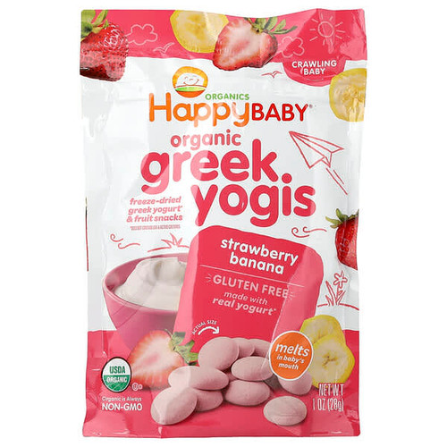 <img alt="Happy Family Organics, Happy Baby, Organic Greek Yogis, Crawling Baby, Strawberry Banana, 1 oz (28 g)" title="Happy Family Organics, Happy Baby, Organic Greek Yogis, Crawling Baby, Strawberry Banana, 1 oz (28 g),819573011784"