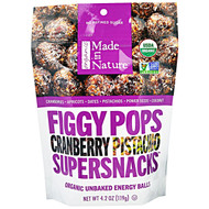3 PACK of Made in Nature, Organic Figgy Pops, Cranberry Pistachio Supersnacks, 4.2 oz (119 g)