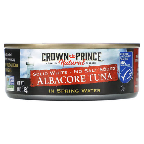 <img alt="Crown Prince Natural, Albacore Tuna, Solid White - No Salt Added, In Spring Water, 5 oz (142 g)" title="Crown Prince Natural, Albacore Tuna, Solid White - No Salt Added, In Spring Water, 5 oz (142 g),073230008757"