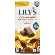 <img alt="Lilys Sweets, Milk Chocolate Style Bar, Creamy Milk, 36% Cocoa, 3 oz (85 g)" title="Lilys Sweets, Milk Chocolate Style Bar, Creamy Milk, 36% Cocoa, 3 oz (85 g),856481003043"