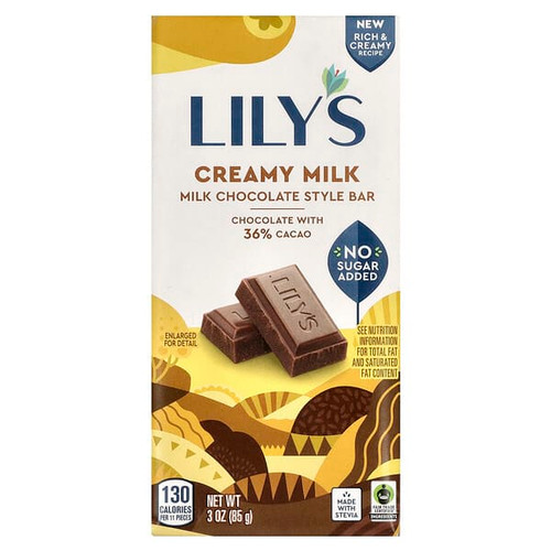 <img alt="Lilys Sweets, Milk Chocolate Style Bar, Creamy Milk, 36% Cocoa, 3 oz (85 g)" title="Lilys Sweets, Milk Chocolate Style Bar, Creamy Milk, 36% Cocoa, 3 oz (85 g),856481003043"