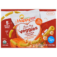 3 PACK of Happy Family Organics, Organics Happy Tot, Love My Veggies, Chickpea Straws Snack Bags, Organic Sweet Potato & Rosemary, 5 Bags, 0.25 oz (7 g) Each