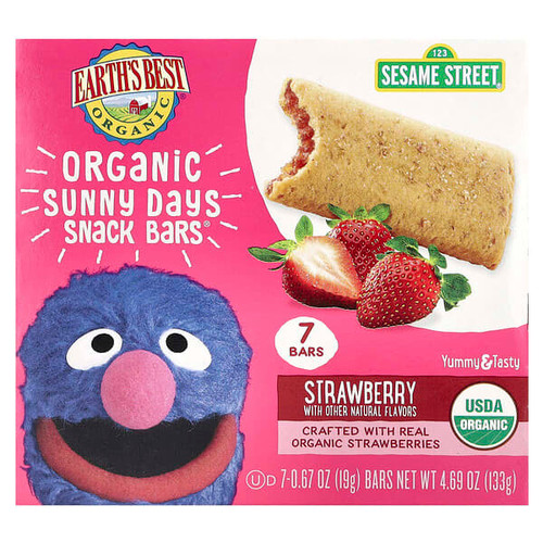 <img alt="Earths Best, Organic Sunny Days Snack Bars, For Ages 2 Years and Up, Strawberry, 7 Bars, 0.67 oz (19 g) Each" title="Earths Best, Organic Sunny Days Snack Bars, For Ages 2 Years and Up, Strawberry, 7 Bars, 0.67 oz (19 g) Each,023923201965"