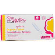 Maxim Hygiene Products, Organic Cotton, Non Applicator Tampons, Regular, 16 Tampons