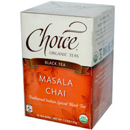 Choice Organic Teas, Black Tea, Organic, Masala Chai, 16 Tea Bags, 1.2 oz (35 g)