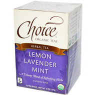 Choice Organic Teas, Herbal Tea, Organic, Lemon Lavender Mint, Caffeine-Free, 16 Tea Bags, .8 oz (24 g)