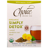 Choice Organic Teas, Wellness Teas, Organic, Simply Detox, 16 Tea Bags, 0.85 oz (24 g)
