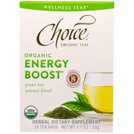 Choice Organic Teas, Wellness Teas, Organic, Energy Boost, 16 Tea Bags, .07 oz (2 g)