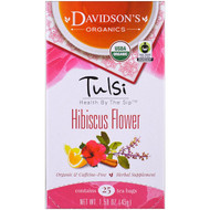 Davidsons Tea, Tulsi, Organic, Hibiscus Flower Tea, Caffeine-Free, 25 Tea Bags, 1.58 oz (45 g)