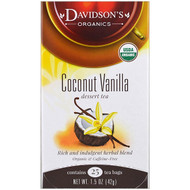 Davidsons Tea, Organic, Coconut Vanilla Dessert Tea, Caffeine-Free, 25 Tea Bags, 1.5 oz (42 g)