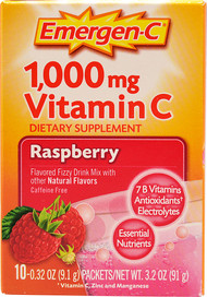 Emergen-C, Vitamin C Fizzy Drink Mix,  Raspberry - 1000 mg - 10 Packets