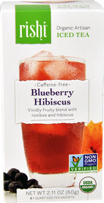 Rishi Tea, Organic Artisan Iced Tea, Caffeine-Free, Blueberry Hibiscus, 5 - 1 Quart Iced Tea Sachets, 2.11 oz (60 g)