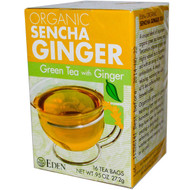 3 PACK of Eden Foods, Organic Sencha Ginger, Green Tea with Ginger, 16 Tea Bags, .95 oz (27.2 g)