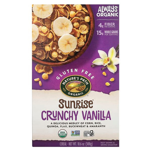 <img alt="Natures Path, Sunrise, Cereal, Crunchy Vanilla , 10.6 oz (300 g)" title="Natures Path, Sunrise, Cereal, Crunchy Vanilla , 10.6 oz (300 g),058449771555"