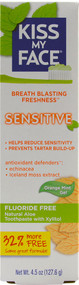 3 PACK OF Kiss My Face, Sensitive Toothpaste with Tea Tree Oil, Aloe & Echinacea, Fluoride Free, Orange Mint Gel, 4.5 oz (127.6 g)