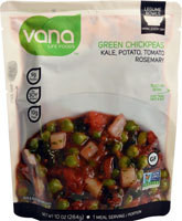Vana Life Foods Legume Bowls Green Chickpeas Ready-to-Eat Entrees Kale Potato Tomato Rosemary - 10 oz
