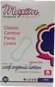 Maxim Hygiene Products, Organic Classic Contour Pantiliners Lite - 30 Pads
