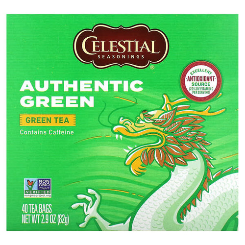 <img alt="Celestial Seasonings, Authentic Green Tea, 40 Tea Bags, 2.9 oz (82 g)" title="Celestial Seasonings, Authentic Green Tea, 40 Tea Bags, 2.9 oz (82 g),070734005015"