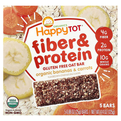 <img alt="Happy Family Organics, Happy Tot, Fiber & Protein Oat Bar, Organic Bananas & Carrots, 5 Bars, 0.88 oz (25 g) Each" title="Happy Family Organics, Happy Tot, Fiber & Protein Oat Bar, Organic Bananas & Carrots, 5 Bars, 0.88 oz (25 g) Each,819573013047"