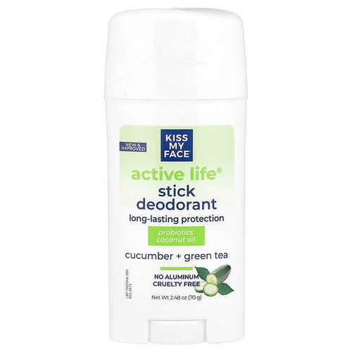 <img alt="Kiss My Face, Active Life, Stick Deodorant, Cucumber + Green Tea, 2.48 oz (70 g)" title="Kiss My Face, Active Life, Stick Deodorant, Cucumber + Green Tea, 2.48 oz (70 g),028367839422"
