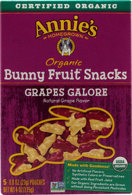 3 PACK of Annies Homegrown Organic Bunny Fruit Snacks Grapes Galore -- 5 Pouches