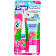 3 PACK of Orajel, My Little Pony Training Toothpaste with Toothbrush, Flouride Free, Pinkie Fruity Flavor, 3 Months to 4 Years, 1 oz (28.3 g)