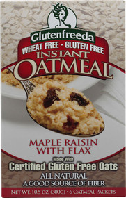 3 PACK of Glutenfreeda Gluten Free Instant Oatmeal Maple Raisin with Flax -- 8 Packets